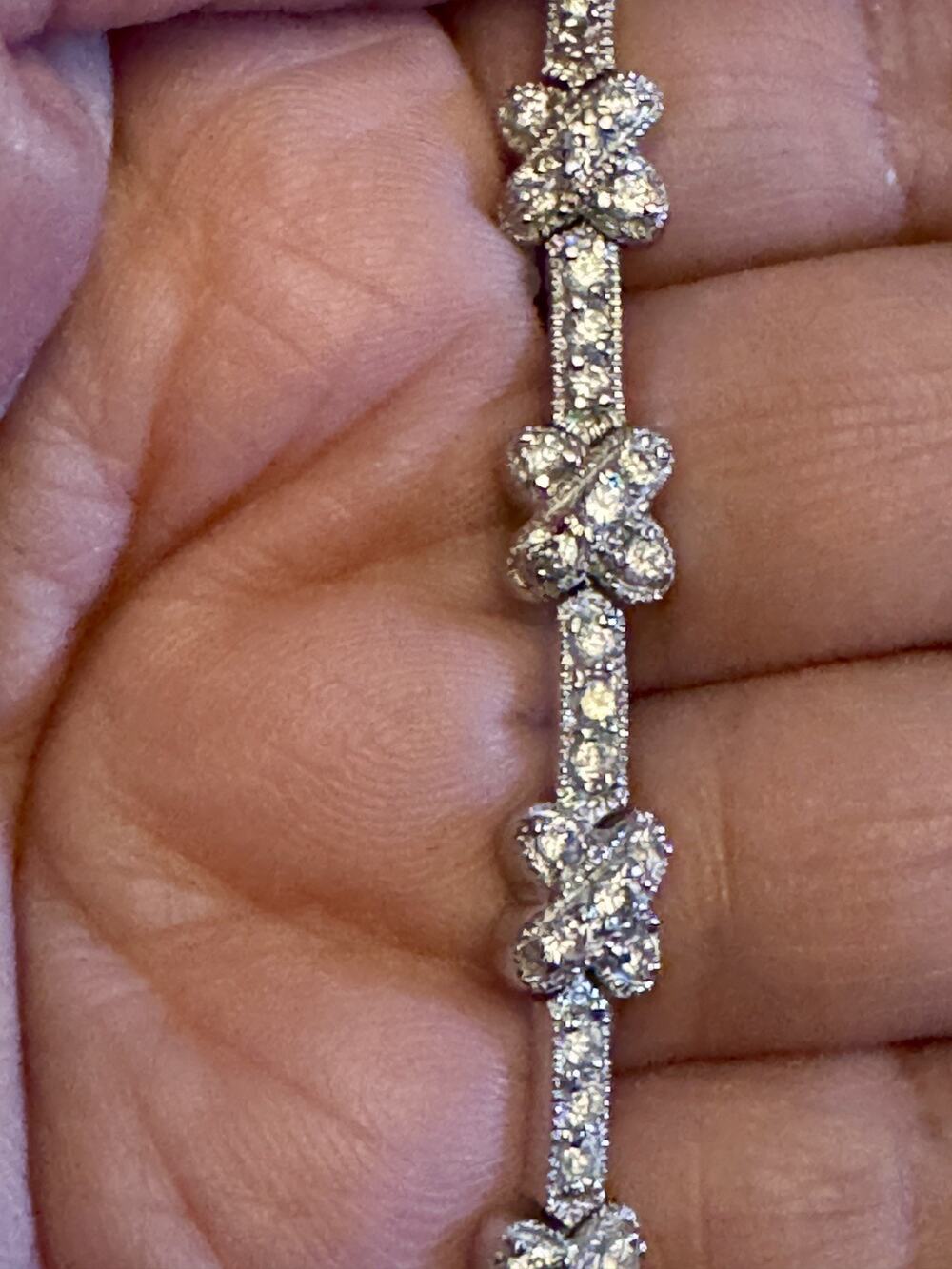 Vintage FAS 925 Sterling Silver Clover Tennis Bracelet 6.75” 12g